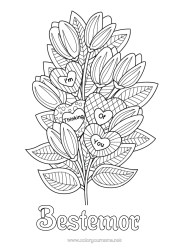 Gratis fargelegging Blomster Hjerte Tulipan