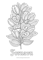 Gratis fargelegging Blomster Hjerte Tulipan
