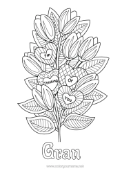 Free colouring Flowers Heart Tulip