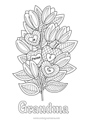 Free coloring Flowers Heart Tulip