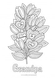 Child coloring page Flowers Heart Tulip