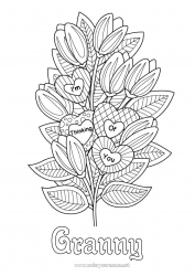 Child coloring page Flowers Heart Tulip