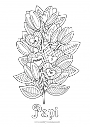 Coloriage enfant Fleurs Coeur Tulipe