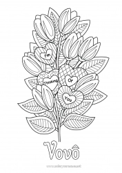 Página de desenho infantil Flores Coração Tulipa