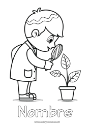 Colorear para personalizar Carreras de exploración Científico Ciencia Lupa Planta verde