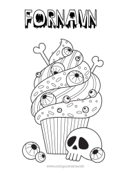 Gratis fargelegging Kake Halloween Kranium De dødes dag Godbiter, søtsaker Kakebiter øye