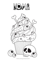 Desenho para personalizar Bolo Halloween Crânio Dia dos Mortos Guloseimas, doces Cupcake