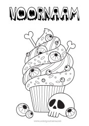 Gratis kleurplaat Taart Halloween Schedel Dia de los Muertos Lekkernijen, zoetigheden Cupcake Oog