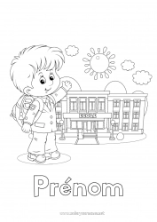 Coloriage gratuit Garçon École Rentrée scolaire élève