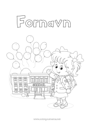 Gratis tegning Ballonger Jente Skole Skolestart Elev