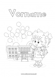 Kostenlose Zeichnung Luftballons Mädchen Schule Schulbeginn Schüler