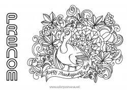 Dessin gratuit Thanksgiving Dindon Automne Animaux de la ferme