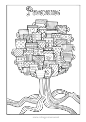 Pagină de colorat personalizată Cana Copac Băutură Desene de colorat complexe