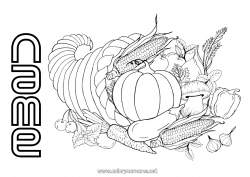 Free drawing Pumpkin Thanksgiving Autumn Food Fruits Vegetables