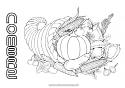 Colorear gratis Calabaza Thanksgiving Otoño Alimento Frutas Verduras