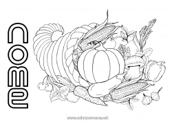 Colorazione gratuita Zucca Thanksgiving Autunno Cibo Frutta Verdure