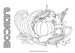 Coloriage gratuit Citrouille Thanksgiving Automne Nourriture Fruits Légumes