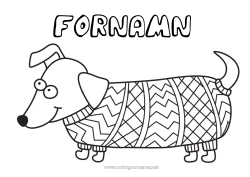 Färgläggningssida att anpassa Hund Djur Zentangle Hundar och katter Tröja