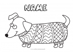 Free drawing Dog Animal Zentangle Dog and cat Sweater