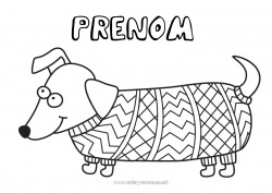 Coloriage à personnaliser Chien Animal Zentangle Chiens et chats Pull over