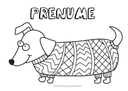 Pagină de colorat personalizată Câine Animal Zentangle Câini și pisici Pulover