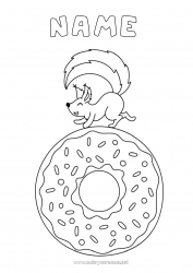 Free coloring Squirrel Donuts Forest animals