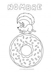 Colorear gratis Ardilla Donuts Animales del bosque