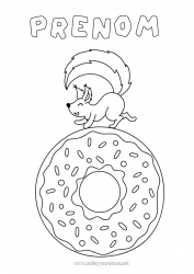 Dessin gratuit écureuil Donuts Animaux de la forêt