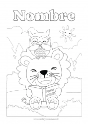 Dibujo libre León Búho Animales Libro Aves y mamíferos voladores Animales salvajes de África Lectura