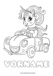 Malvorlage anpassen Herz Einhorn Fahrzeuge Auto Tier Drachen, Einhörner und fantastische Tiere Autos, Vans und Wohnmobile