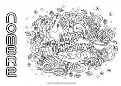 Colorear para personalizar Thanksgiving Otoño
