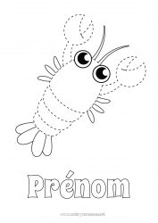 Dessin gratuit Activités enfants Animal Coloriages faciles Trace et colorie Animaux marins ou aquatique Homard