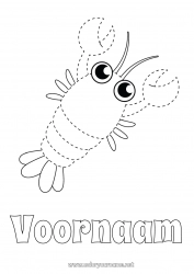 Gratis tekening Activiteiten voor Kinderen Dier Eenvoudige kleurplaten Trace et colorie Zeedieren Kreeft