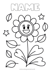 Free colouring Flowers Leaves Easy colouring pages