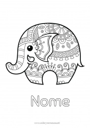 Desenho grátis Elefante Animal Zentangle Animais selvagens da África