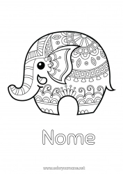 Disegno gratuito Elefante Animale Zentangle Animali selvatici dell'Africa