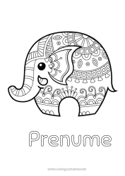 Pagină de colorat personalizată Elefant Animal Zentangle Animale sălbatice din Africa