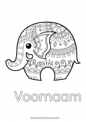 Gratis kleurplaat Olifant Dier Zentangle Wilde dieren van Afrika