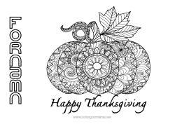 Gratis teckning Pumpa Tacksägelsedagen Mandala Höst