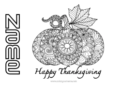 Colouring to customise Pumpkin Thanksgiving Mandala Autumn