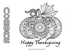 Colorear gratis Calabaza Thanksgiving Mandala Otoño