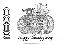 Colorazione gratuita Zucca Thanksgiving Mandala Autunno