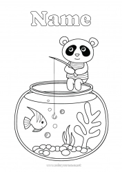 Free coloring Fishing Panda Other animals of the world