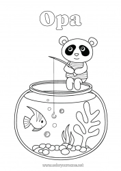 Kleurplaat voor kinderen Vissen Dier Panda Andere dieren van de wereld