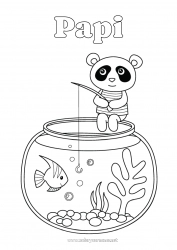 Coloriage enfant Pêche Panda Autres animaux du monde