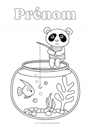 Coloriage gratuit Pêche Panda Autres animaux du monde