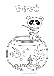 Página de desenho infantil Pesca Animal Panda Outros animais do mundo