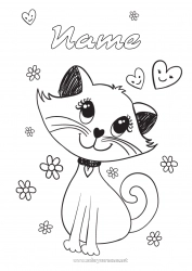 Free drawing Cute Heart Cat Animal Dog and cat Animated cartoon