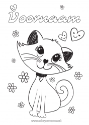 Gratis tekening Schattig Hart Kat Dier Honden en katten Cartoon