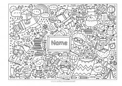 Coloring to customize Child Complex coloring pages Book Reading Back to School School supplies